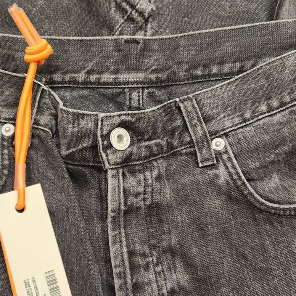 Men's Heron Preston Black Stonewash Slim Button Fly Jeans ~ 32 x 35